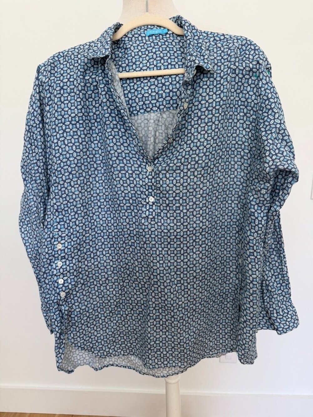 J. McLaughlin Linen Geometric Print Popover Tunic